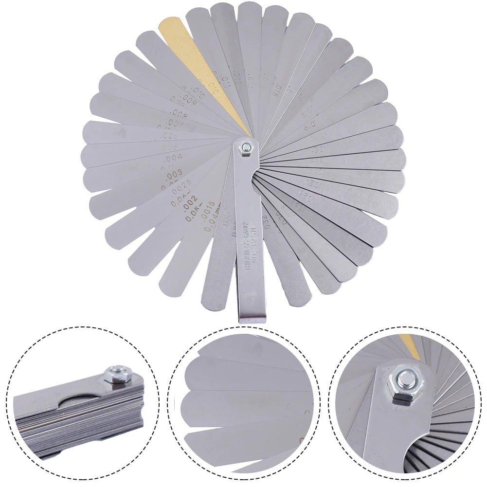 

Feeler Gauge 32 Blade Guitar Neck Gap Fret Measuring Ruler Nut Curl Measurement Guitar Repair Measuring Making Tools Instruments