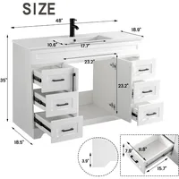 48” Bathroom Vanity with Ceramic Sink Combo, White Bathroom Cabinet with Soft Closing Doors & Drawers,Bathroom Storage Cabinet 2