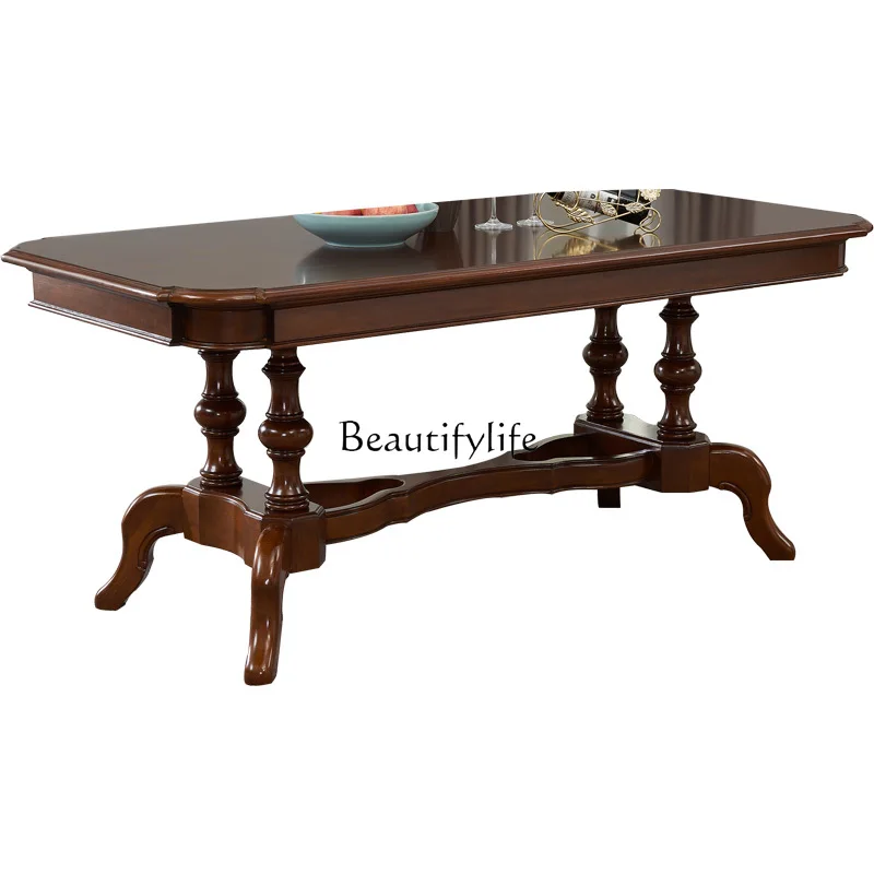 

American Style Dining Table Solid Wood Square European Entry Lux Dining Tables and Chairs Set