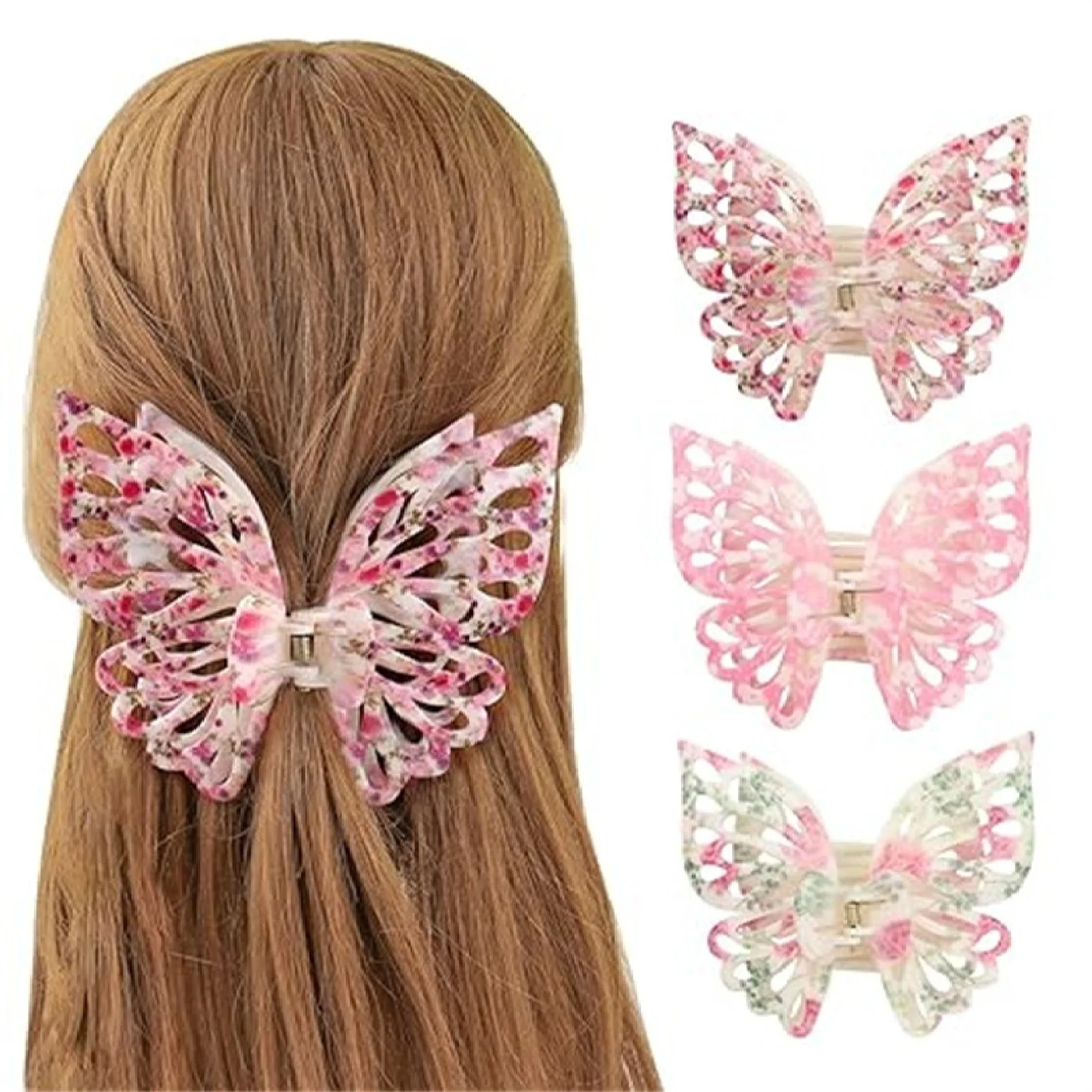 1PC Super Fairy, Doppelschicht, Schmetterling, Haarspange, Hinterkopf, Hochsteckfrisur, Haar, Clip, groß, Hai-Clip, Haarspange, Haarspange