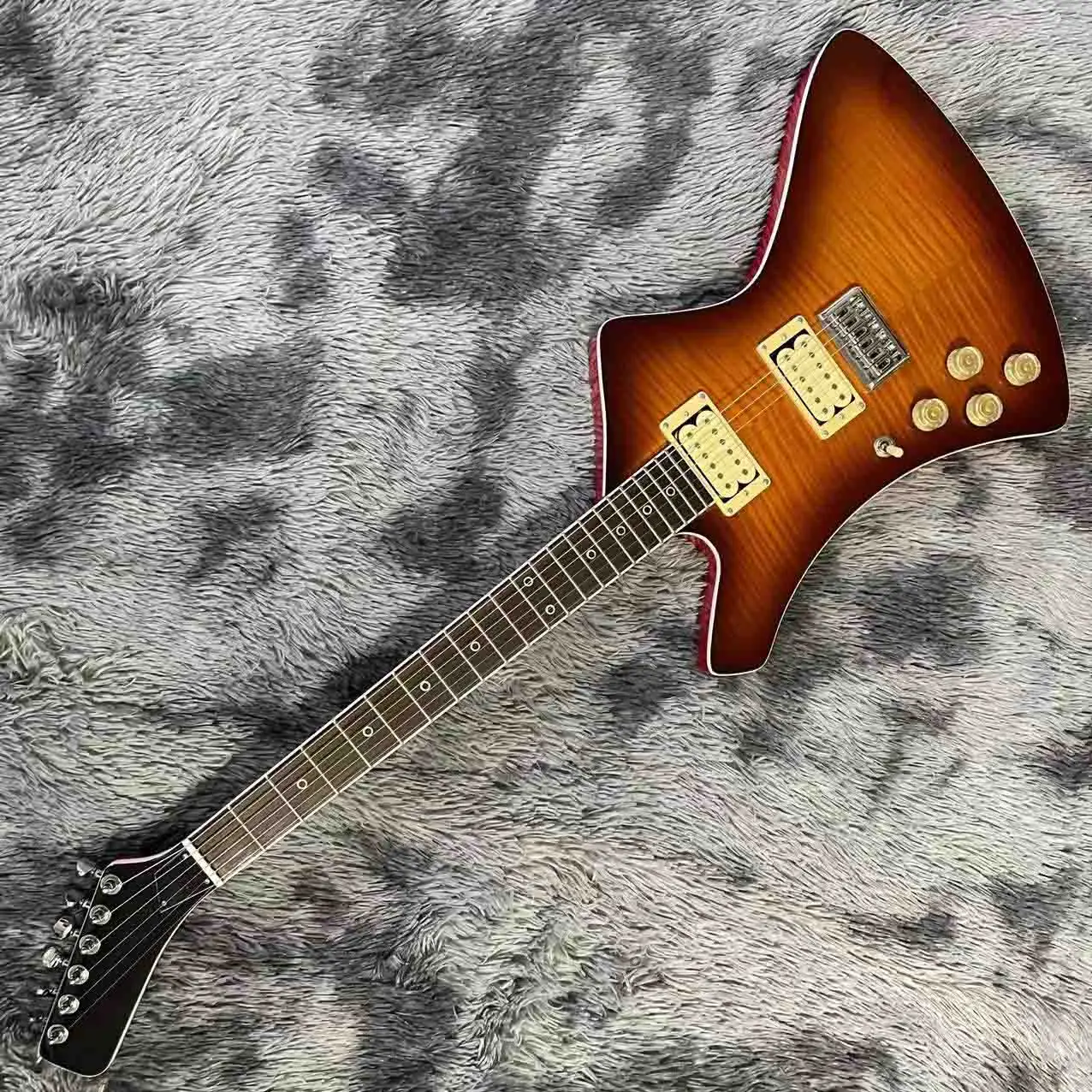 Custom Flamed Top Wash Burns Style Left Handed Electric Guitar