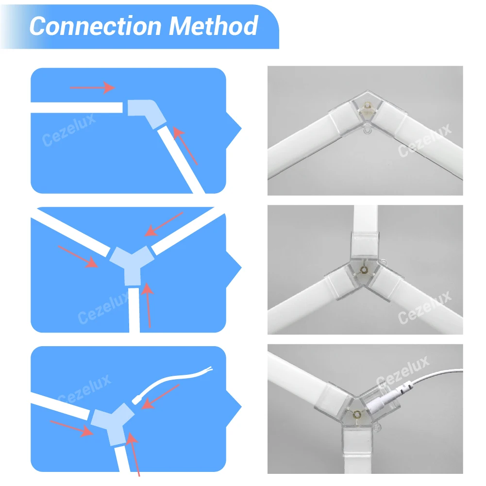 육각형 허니콤 LED 차고 천장 조명 5500-6000K 85-265V 광전압 자동차 디테일링 샵, 이발소, 체육관, 세차장용