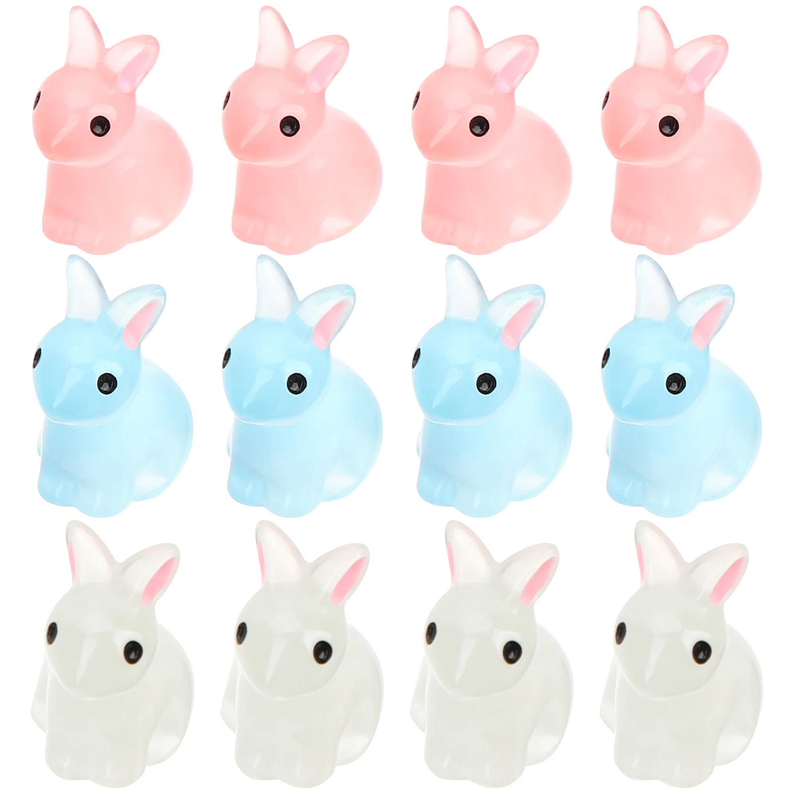 

Miniature Rabbit Figurines Glow in the Dark Bunny Statue Fairy Micro Landscape Decorations