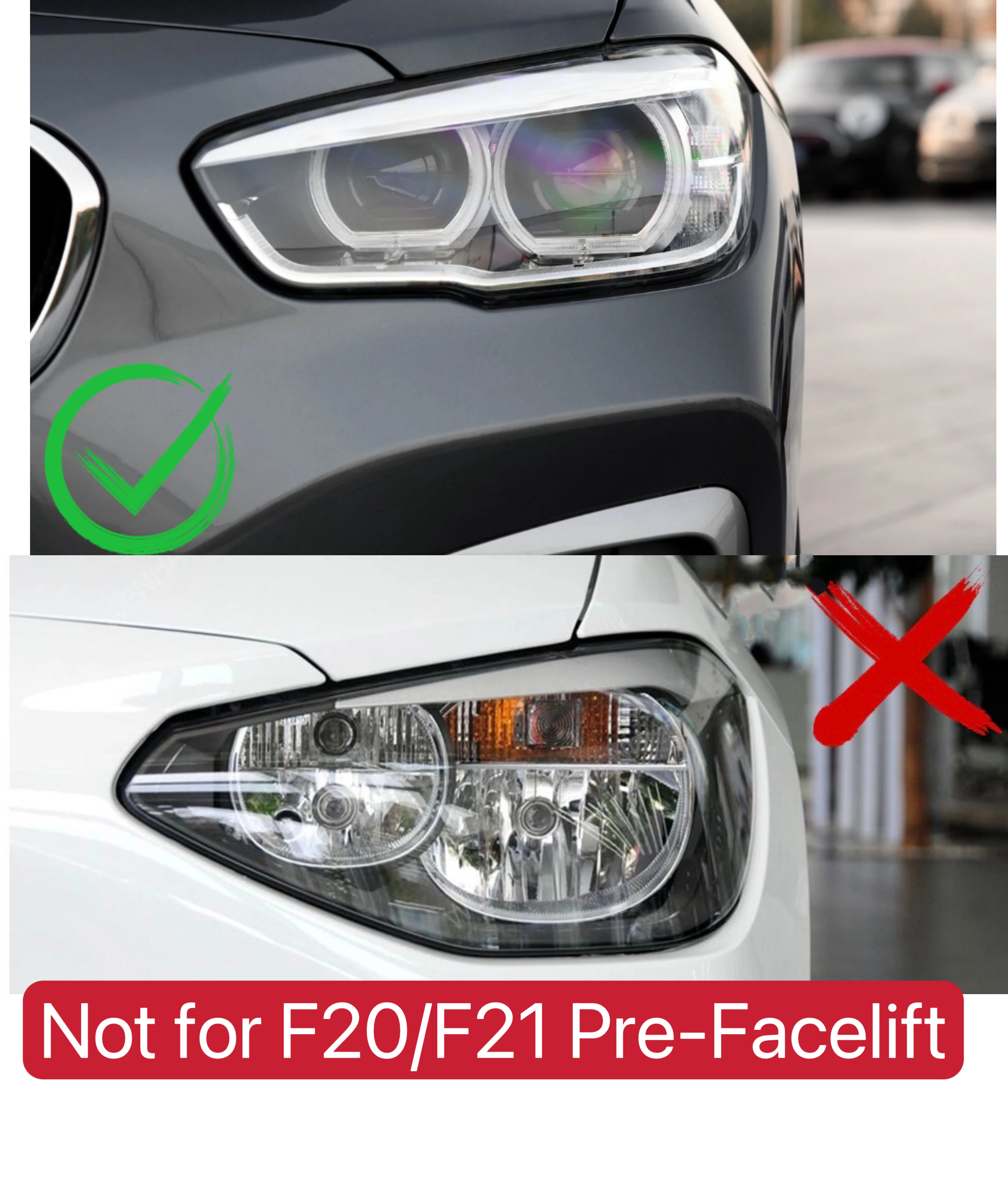 for BMW 1er F20 F21 Facelift 2015-2019 Car Evil Eye Headlight Eyebrows  Eyelids M Performance Bodykits Tuning Apron Accessories - AliExpress