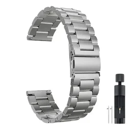 Premium Stainless Steel Watch Band - Elegant Metal Strap for 22mm Width Band (Titanium Color)