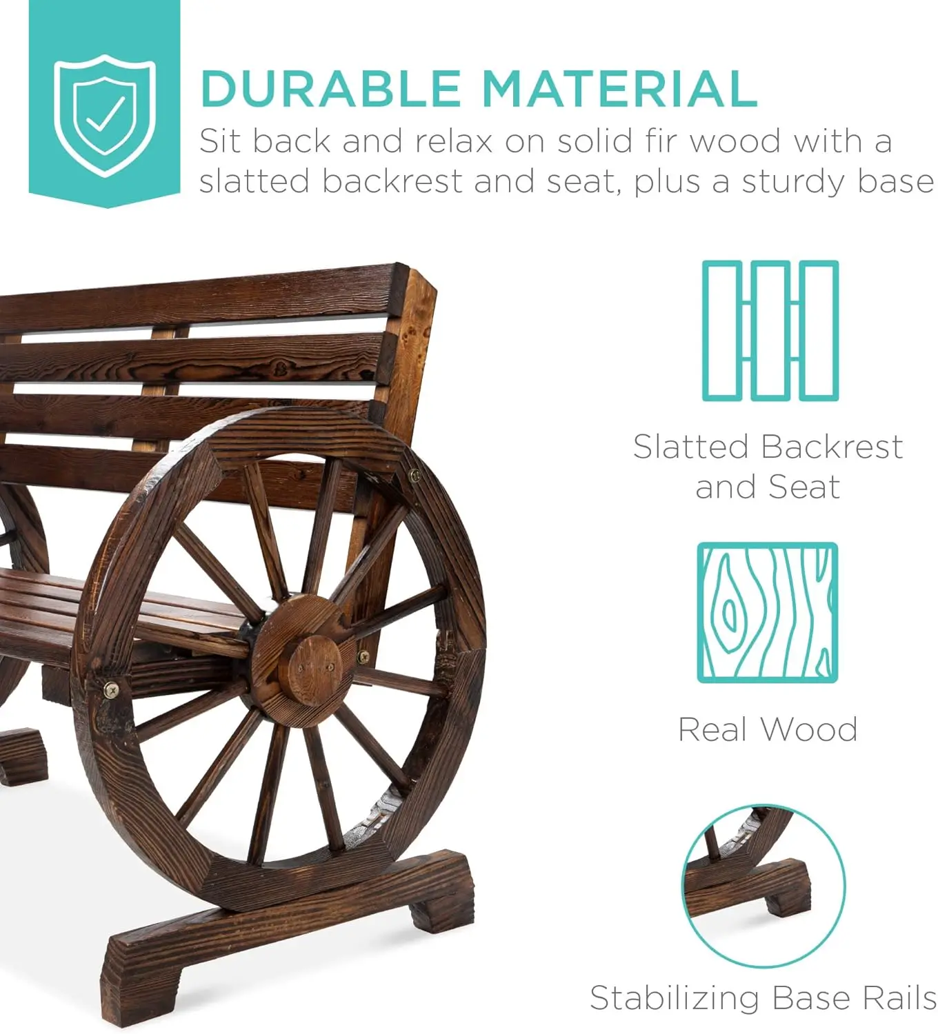 2-Person Wooden Wagon Wheel Bench 3