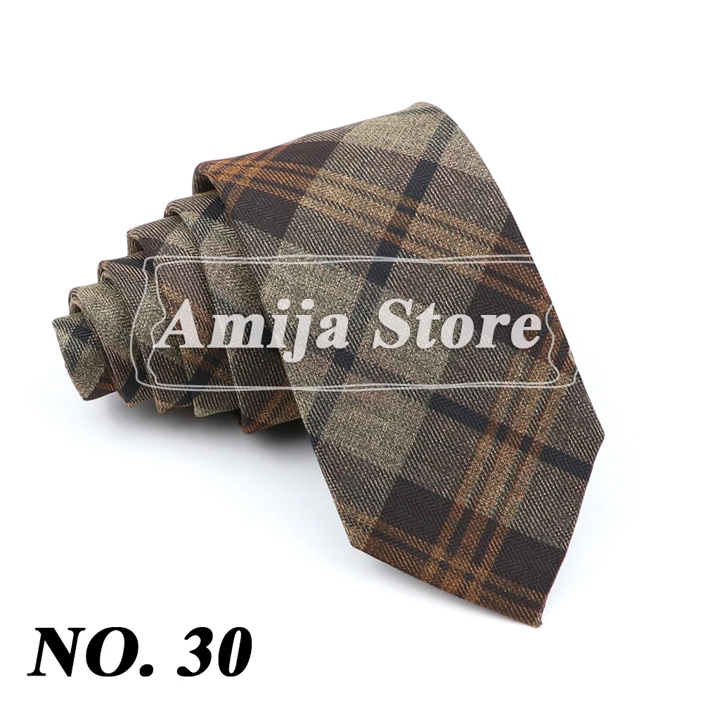 Super Weiche Wolle Baumwolle Krawatte Plaid Diamant Gestreiften Männer 6cm Dünne Krawatte Rot Blau Dunkle Farbe Smoking Anzug Männlichen geschenk Hemd Zubehör – Detail 33