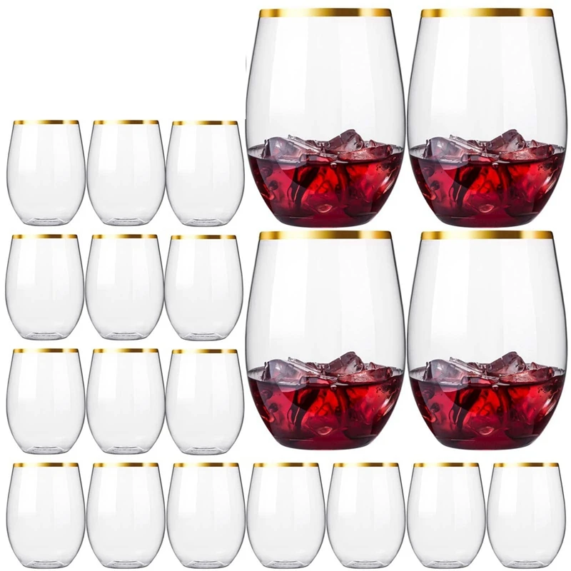 

20 PCS Plastic Wine Cups Whiskey Cocktail Glasses Clear Drinking Glasses For Party