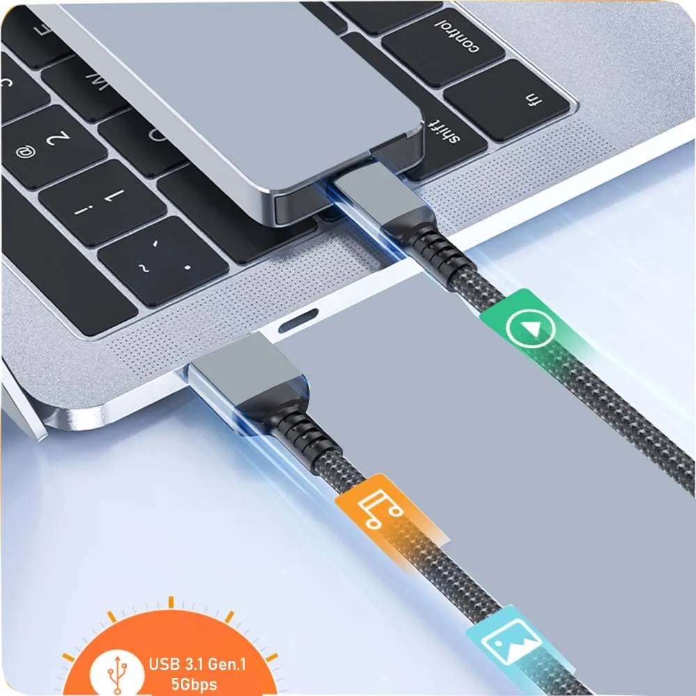10Gbps USB-A to Type C 케이블, 긴 USB 3.2 Gen 2 USB A to C 충전 및 데이터 케이블, 2M USB 3.0 A to C 데이터 동기화 전원 케이블