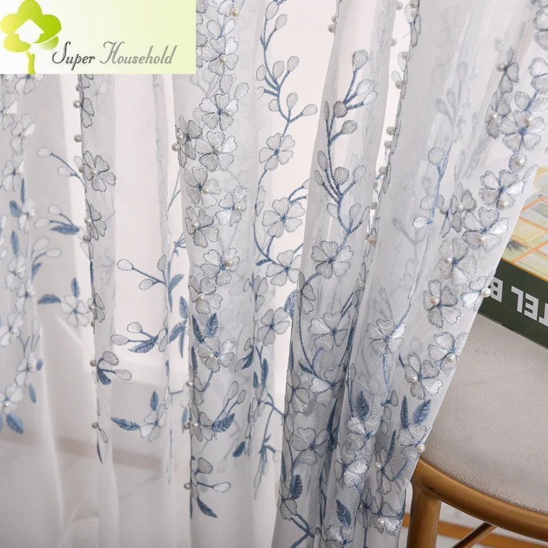 Embroidery Flower Fabric For Curtain Pelmet Tulle Voile Window Panel Drape Sheer 