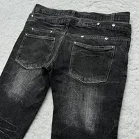 New retro double waisted lace up micro flared women pants streetwear Y2K washed high-quality design sense men and women jeans - Image 5