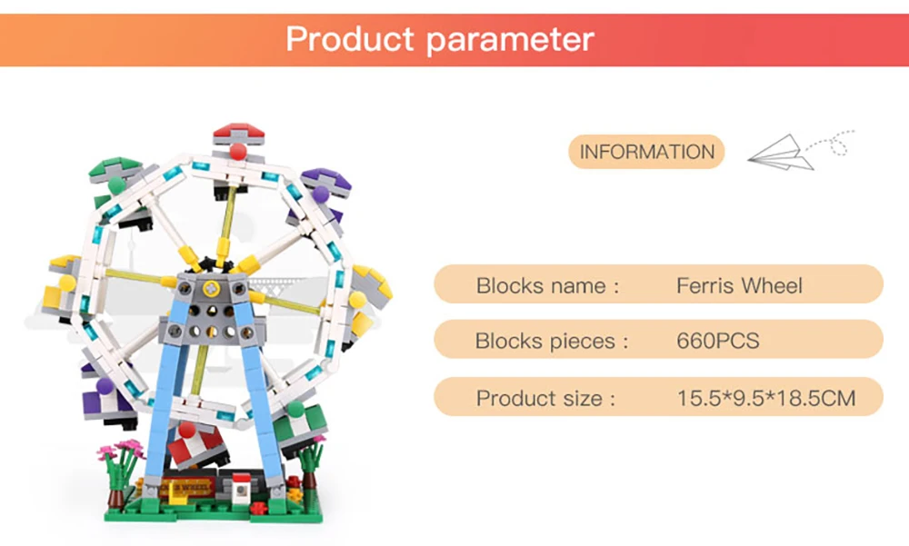 S3a115cf9249149c5a909aa9656040685p Klocki do budowy targowe blokuje diabelski młyn zestaw duże wahadło statek piracki karuzela Park rozrywki z instrukcją montażu
