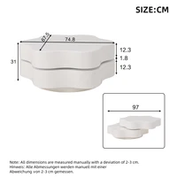 Table basse en forme de fleur 74,8*67,5*31cm, plateau supérieur 360 °   Table basse pivotante pour salon, double plateau, 2 niveaux de rangement, capacité totale recommandée 30 kg, MDF, blanc crème 7