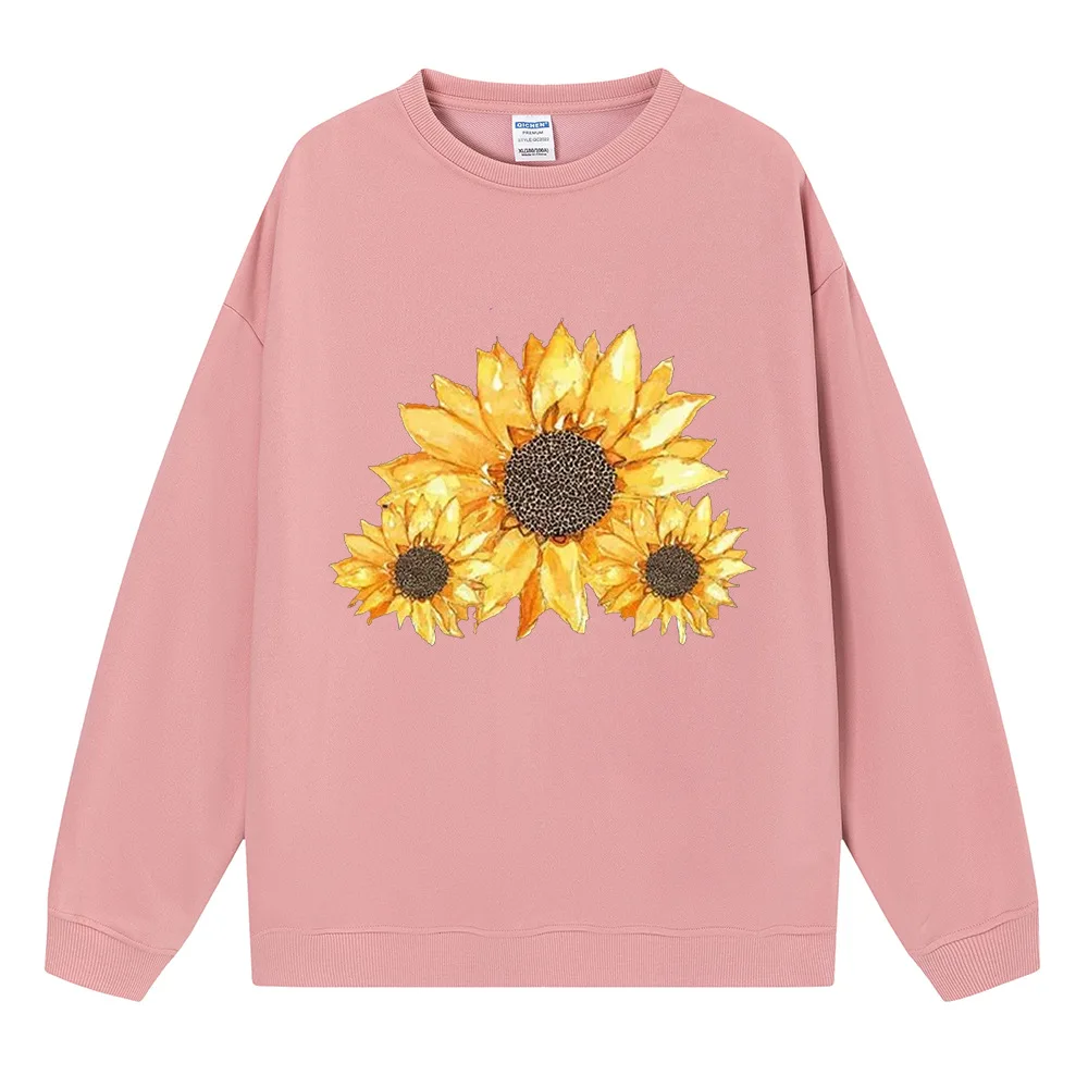 

Sunflower Printed Sweatshirt Fashion New Crew Neck Long Sleeve T-Shirt Fashion Loose Casual Art Top Women's Clothing