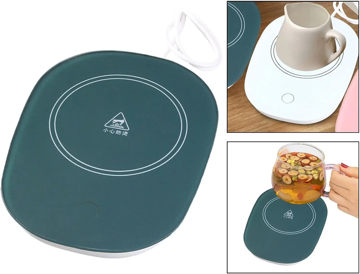 Coffee Warmer for Desk Cup Warmer for Hot Chocolate 45&deg;C Constant Temperature Beverage Plate Kitchen , White