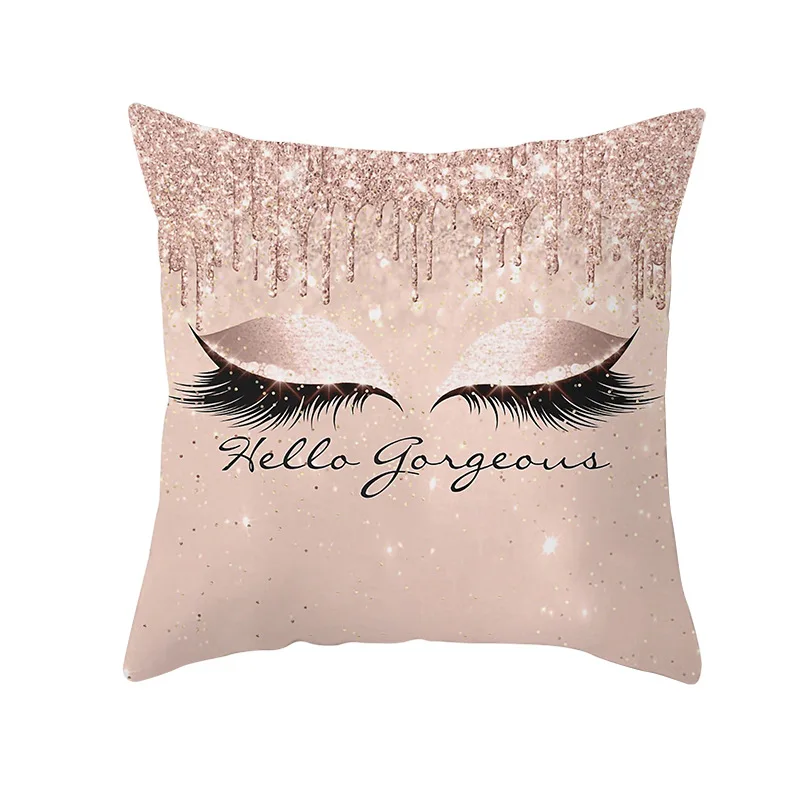 1PC Non Core Ins Style Beauty Makeup Eyelash Peach Skin Pillow Case Square Pillow Case Sofa with Pillow Case for Home Use