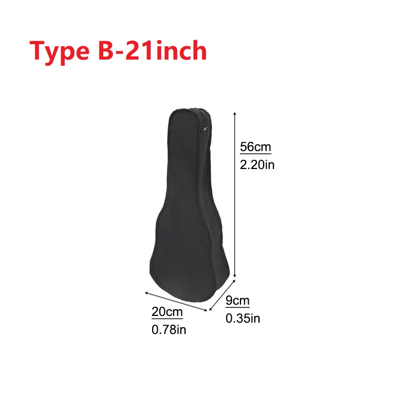Black Portable Ukulele/Guitar Soft Case - Waterproof Cotton Bag, Multiple Sizes Available