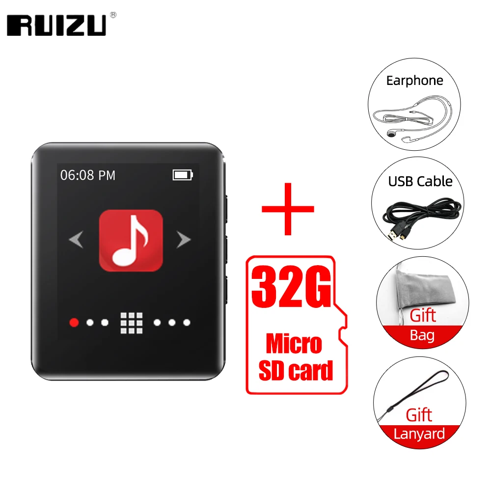 mp3 player online RUIZU A02 M4 Full Touch Screen Bluetooth 4.0 MP3 Player Portable Music Player with Speaker FM EBook Video Recorder Pedometer pink mp3 player MP3 Players