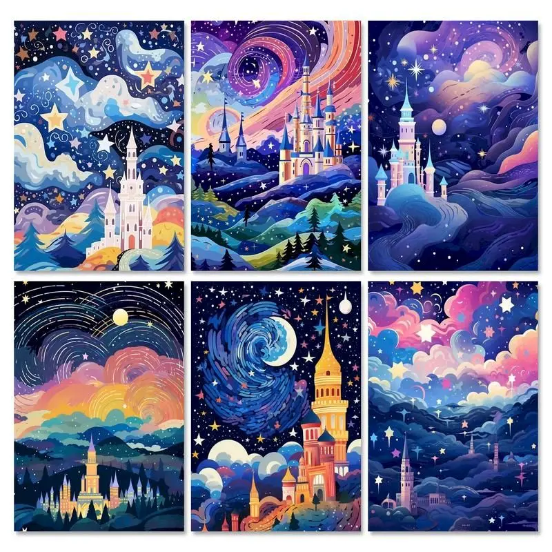 

GATYZTORY Abstract Painting By Numbers On Canvas Acrylic Paint Colorful Castle Coloring On Numbers Handpainted Wall Decor Gift