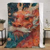 Chinese Dragon Knitted Plaid Fluffy Soft Blankets Sofa Decoration Summer Blanket King Size Interior for Home Microfiber Bedding 1
