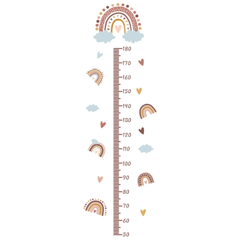 Height Measure Wall Stickers Cartoon Rainbow Kid Room
