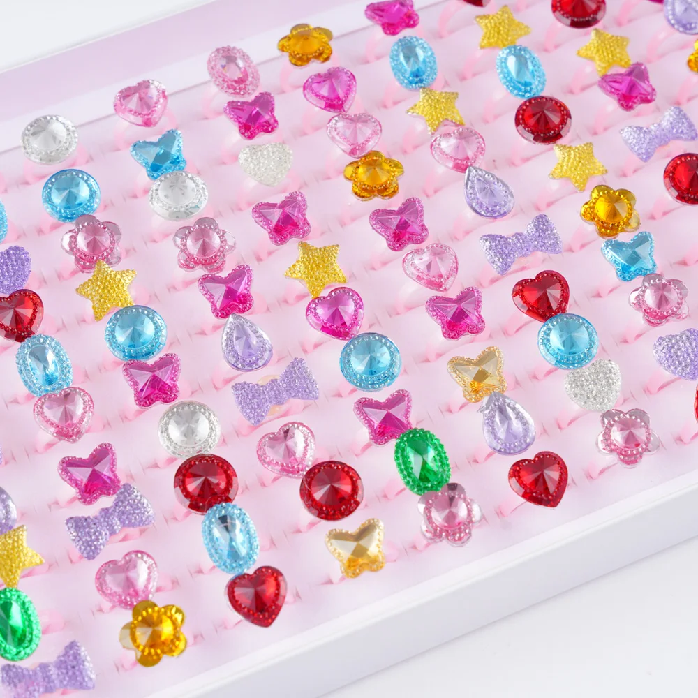 100 Teile/los Kinder Harz Cartoon Reizende Nette Obst Tier Blume Pflanze Öffnung Ringe für Kinder Jungen Mädchen DIY Schmuck Zubehör – Detail 8
