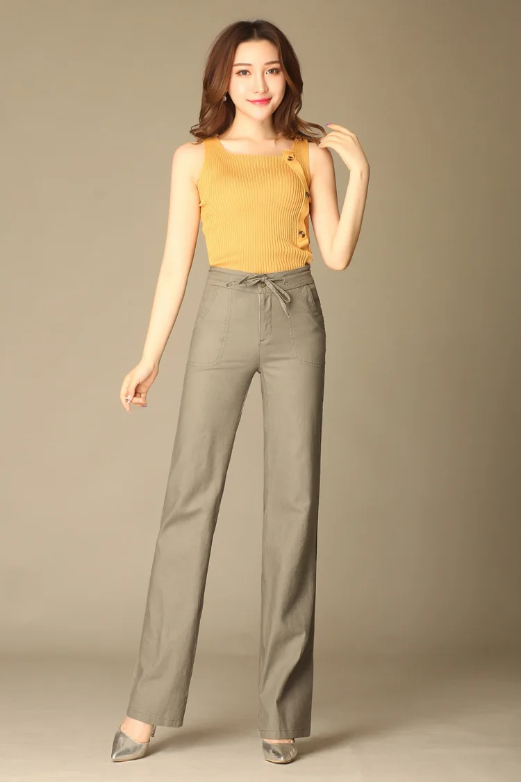 black cargo pants Free Shipping High Quality Women Cotton and Linen Casual Long Pants Female Mother Fashion Leisure Mid Waist Wide Leg Trousers khaki pants Pants & Capris