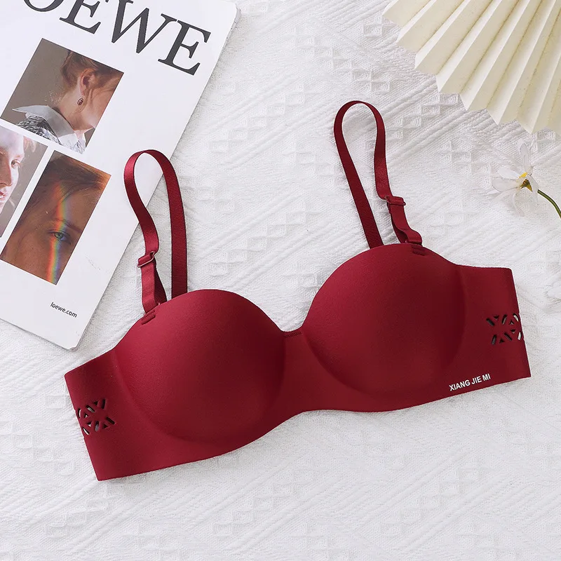 Women Non Steel Ring Comfortable Bra Gathered Hollow Out Underwear Seamless Sexy Push Up Bralette Soft Brassiere  female 2023