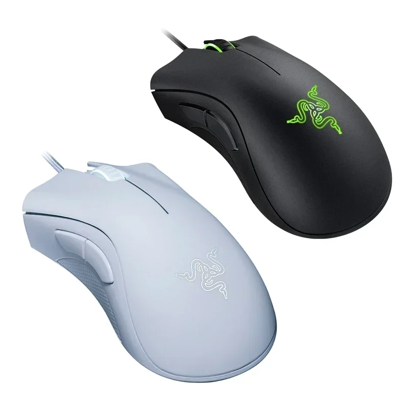 Razer DeathAdder 필수 유선 게이밍 마우스, 노트북 PC 게이머용 마우스, 6400DPI 광학 센서, 5 개의 독립 버튼,