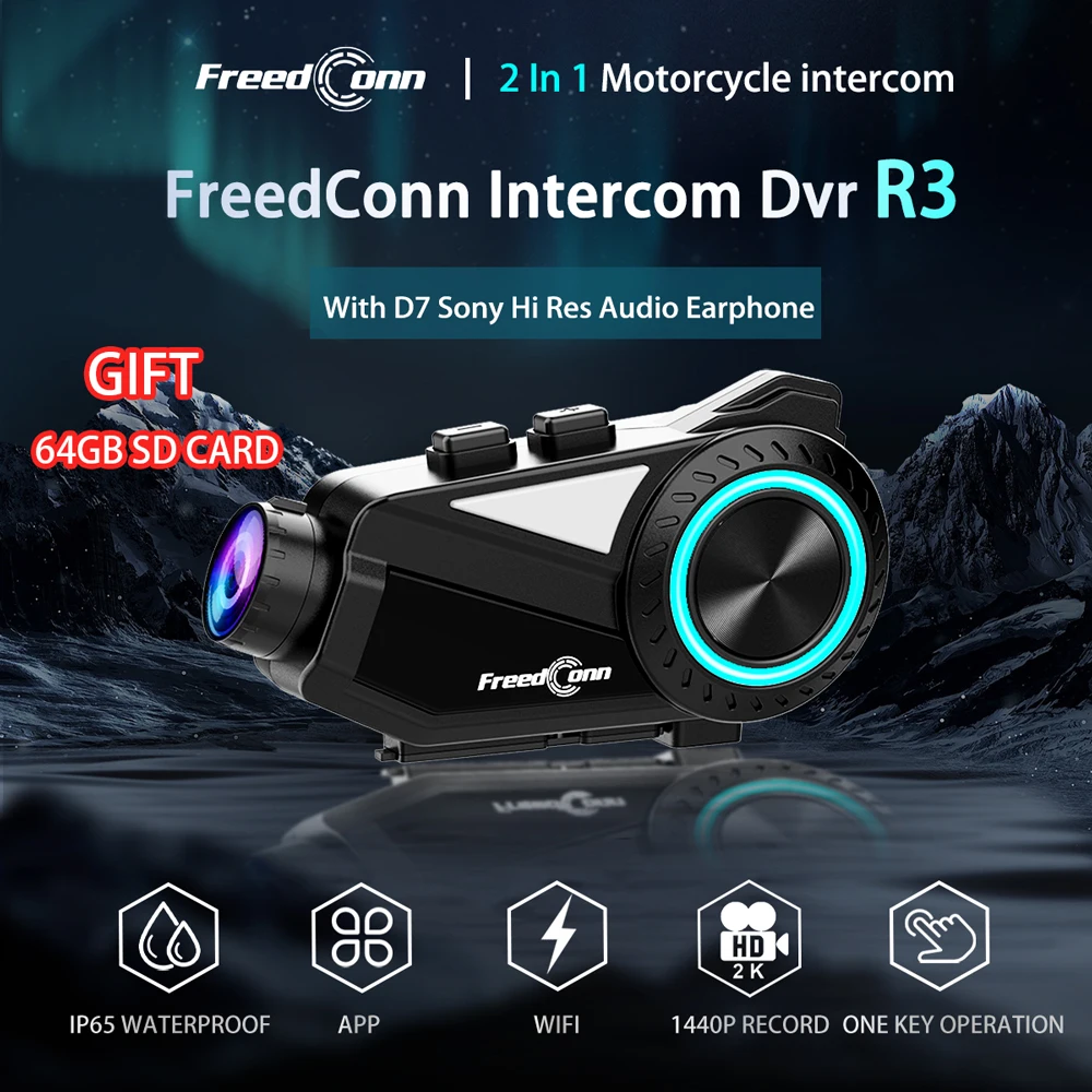 Freedconn R3   ī޶  DVR ,    ڴ, 2K 1440P   FM  ķ