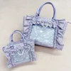 Sweet Y2k Aesthetic Transparent Bow Ita Bag Casual Chic Ruffle Fashion Women's Handbags All Match Kawaii Shoulder Crossbody Bags 6