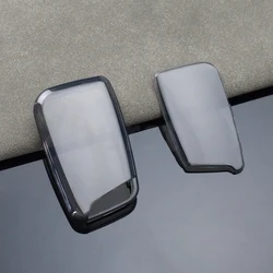 Transparent TPU Car Key Case Cover with Keychain Accessories (Transparent black)