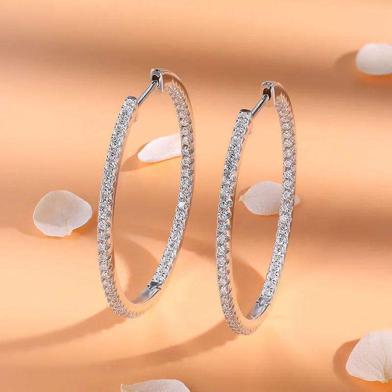 

3-6cm Iced Out Moissanite Hoop Earrings Women Jewelry 925 Sterling Silver Plated White Gold Pass Diamond Tester with Gra Gift