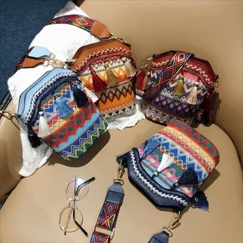 Vintage Women's Bag Tassel Ethnic Handwoven Crossbody for Lady Bag Hippie Sling Shoulder Bags for Ladies Handbag сумка женская 1