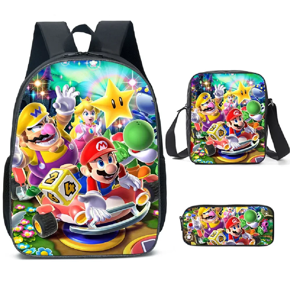 

Super Mario Bros 3pcs/set Schoolbag Satchel Pencil Case Sets Student Backpack Outdoor Travel Set Leisure Decorative Package Gift