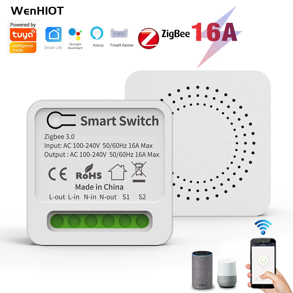 

Tuya 10A/16A Smart Switch Zigbee 3.0 DIY Light Switch Support Two-way Control Relay Module Works With Alexa/Google Home/APP