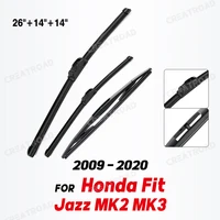 Wiper Front & Rear Wiper Blades Set Kit For Honda Fit Jazz MK2 MK3 2009 - 2020 Windshield Windscreen Window 26"+14"+14" 1