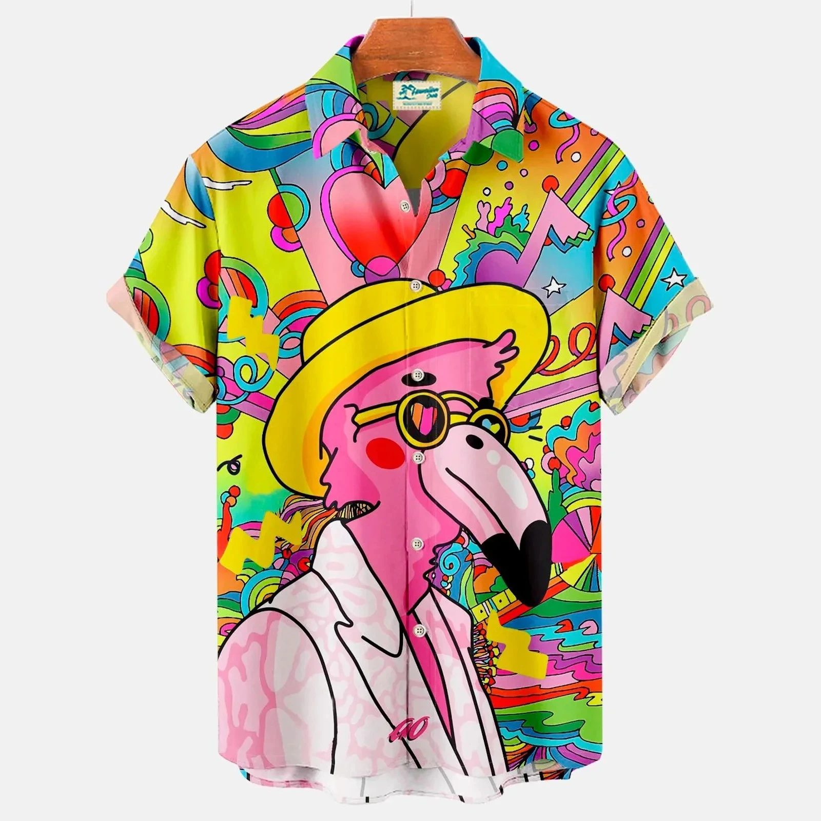 Harajuku 3D Printed Summer Sexy Parrot Shirt Men's Fashion Short Hawaiian Beach Man Clothing Vintage Floral Blouse Rockabilly