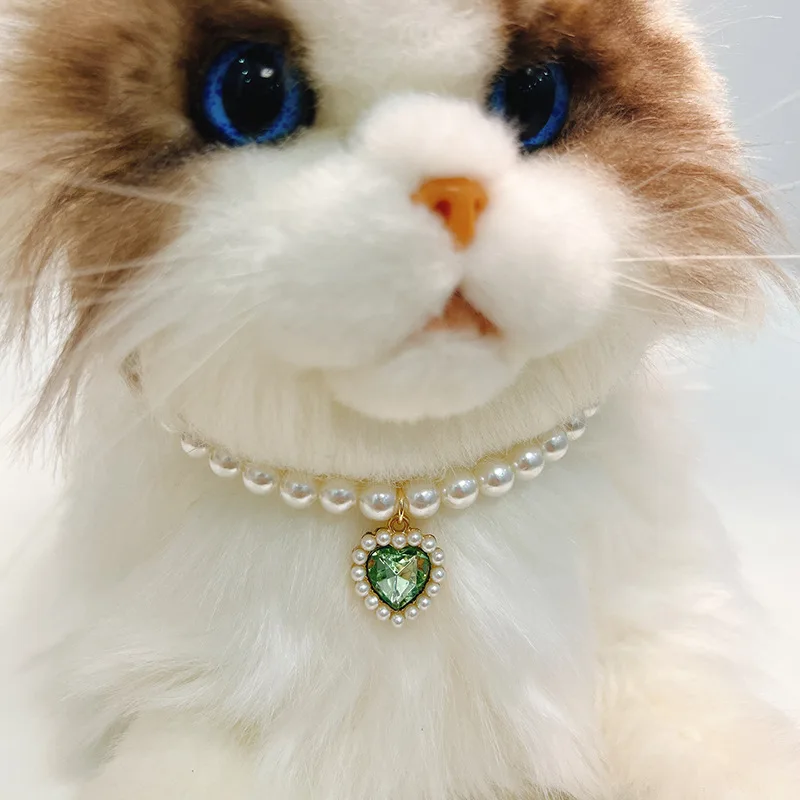 Adjustable Pearl Rhinestone Pet Necklace Collar for Cats & Small Dogs