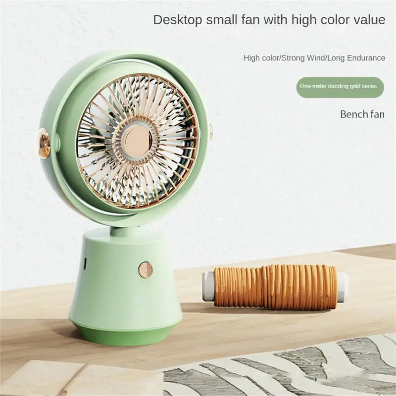 

New Desktop Small Fan Dazzling Gold Rotatable USB Charging Three Speed High Wind Silent Office Desktop Fans Cooling Appliances