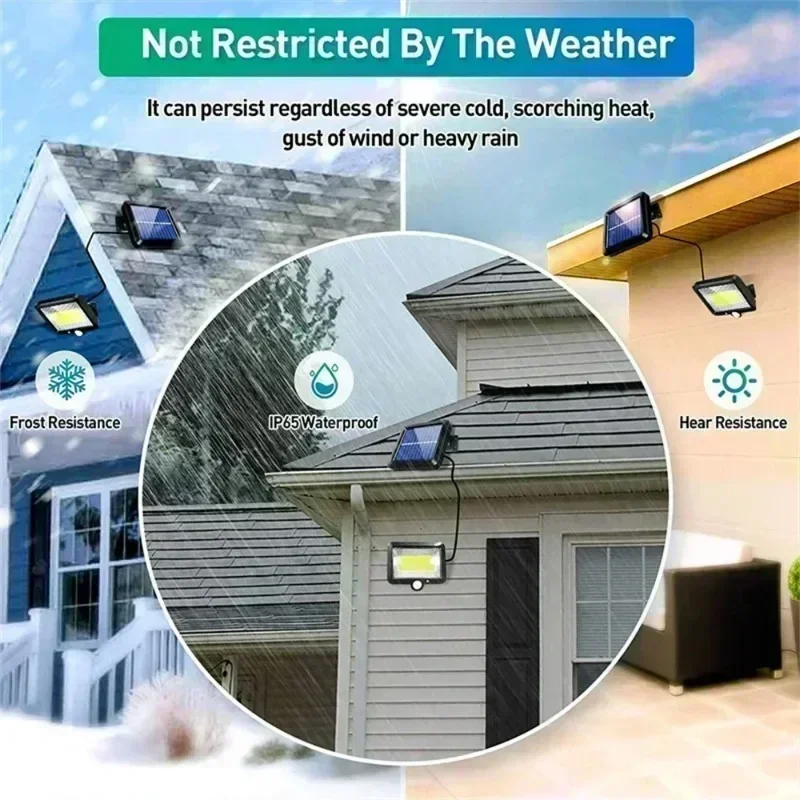 COB LED Solar Light Outdoor PIR Motion Sensor Waterproof Wall Emergency Street Light Garage Lighting Patio Security