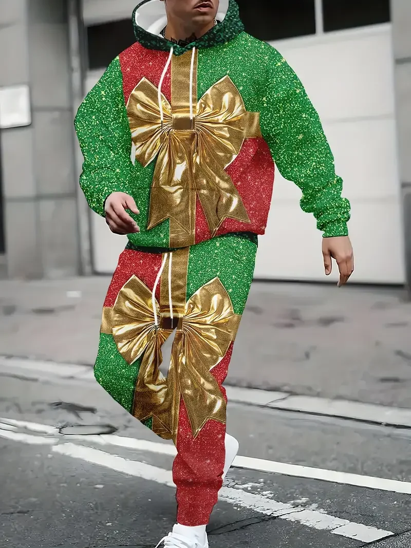 Christmas Hoodies Pants 2pcs Sets 3D Print Adult Kid Two Pieces Tracksuit New Year Party Couple Xmas Gift Jogging Suits 5