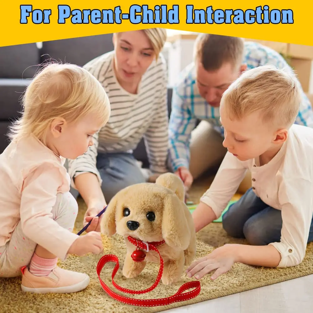 Electric Plush Toys Puppy Electronic Interactive Dog Walking Barking Tail Wagging Stretching Companion Animal for Kids Toddlers plush toys,electric interactive toy
