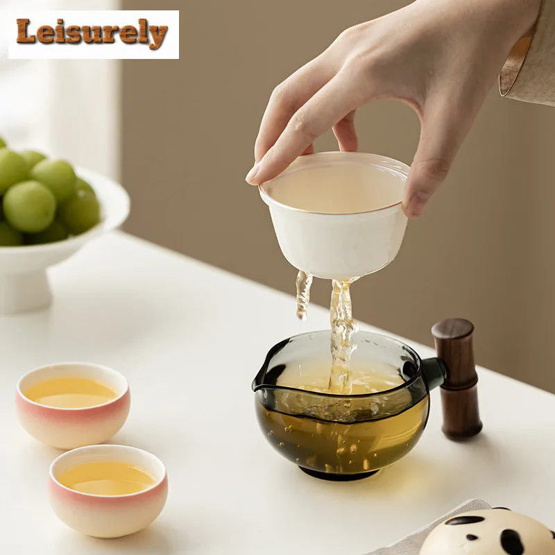 Panda Bamboo Joint Travel Tea Set Kit Boutique 1 Pot 2 Cups Tea Brewing Organizer Portable Camping Handbag Supplies Decoration