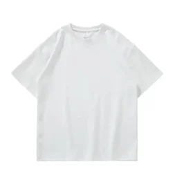 Black & White Heavy-duty 500g Pure Cotton Thickened Round Neck T-shirt - 3XL (White 500gsm heavy)