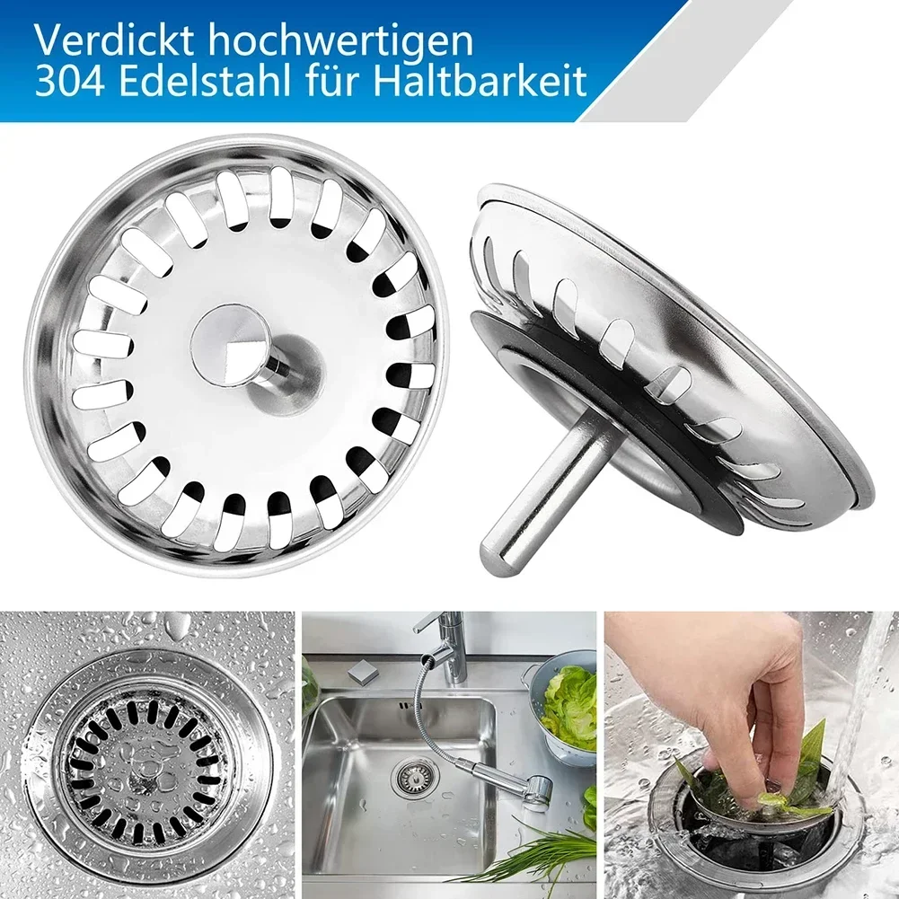 Kitchen Sink Strainer 304 Stainless Steel Water Stopper 80/82/84MM Bathroom Sink Water Filter Plug Basin Drain Sink Accessories 4