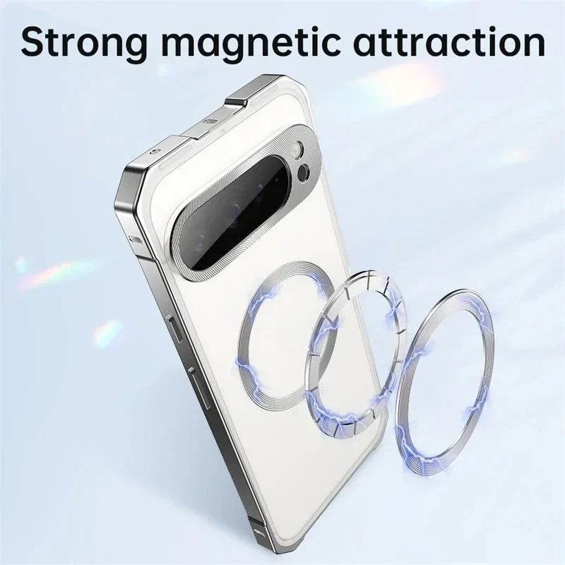 Full Body Metal Bumper with Magsafe Compatibility - Shockproof & Wireless Charging Protective Case Cover