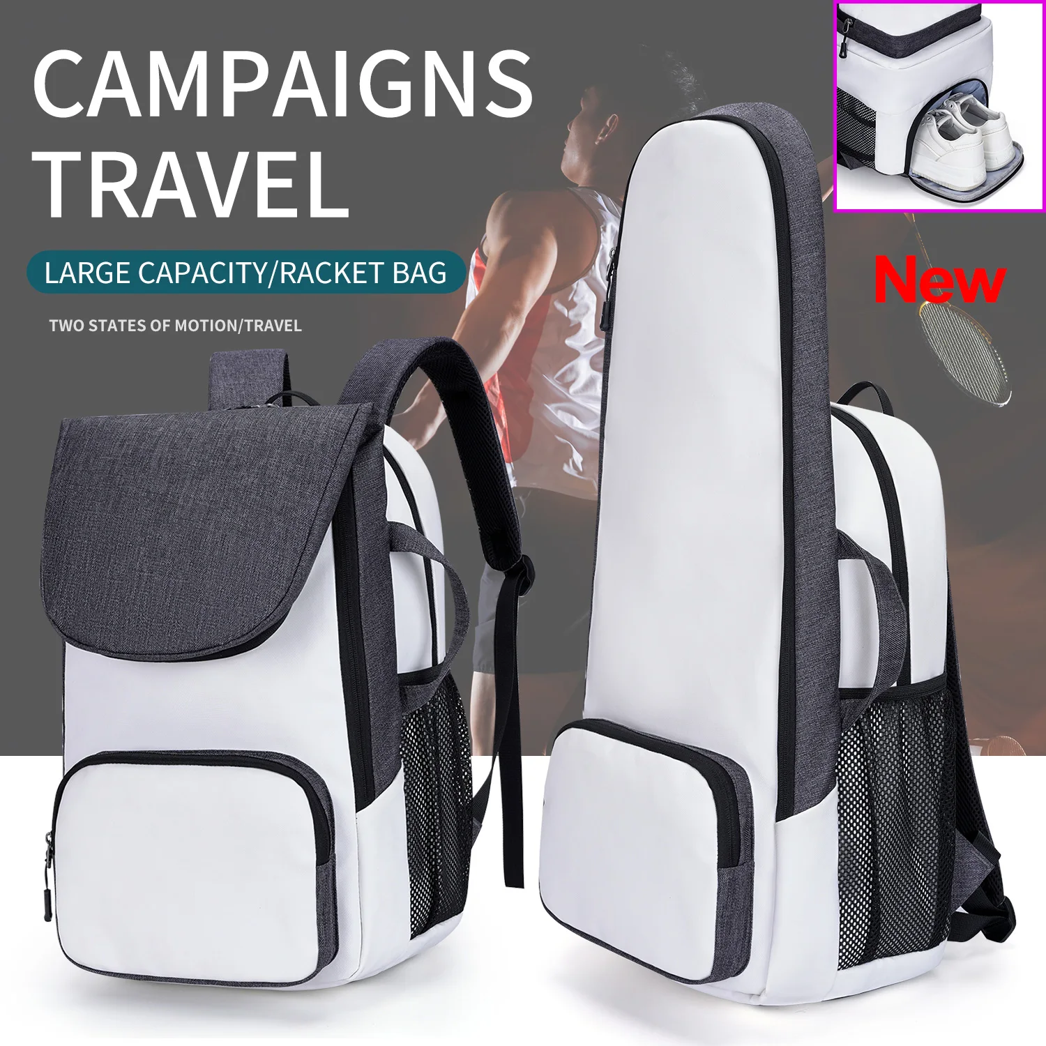 Sports Tennis Paddle Backpack Foldable Squash Badminton Racket Bag Padel Racquetball Carrying Handbag For Men Women Sports Bags 2