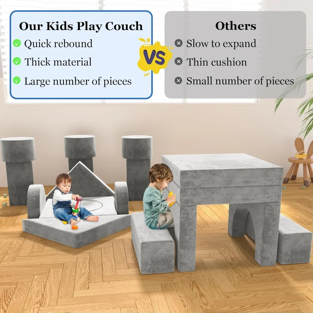 Modular  Play Couch, 20PCS Kids Modular Couch for 4 ,  Couch for Playroom, Modular Kids Couch for Boys and Girls 5