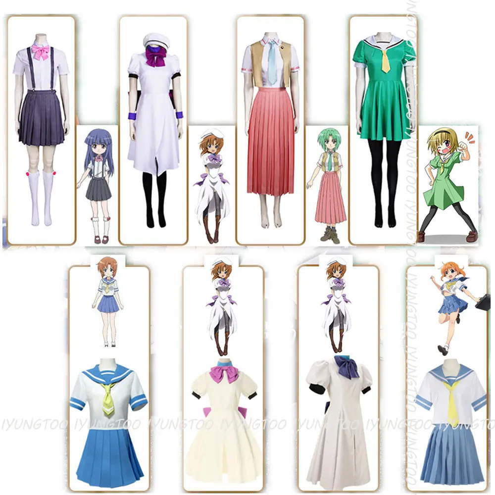 

Anime Cosplay Higurashi When They Cry Hou Ryugu Rena Sonozaki Mion Maebara Costumes Halloween Carnival Dress Skirt JK Uniform